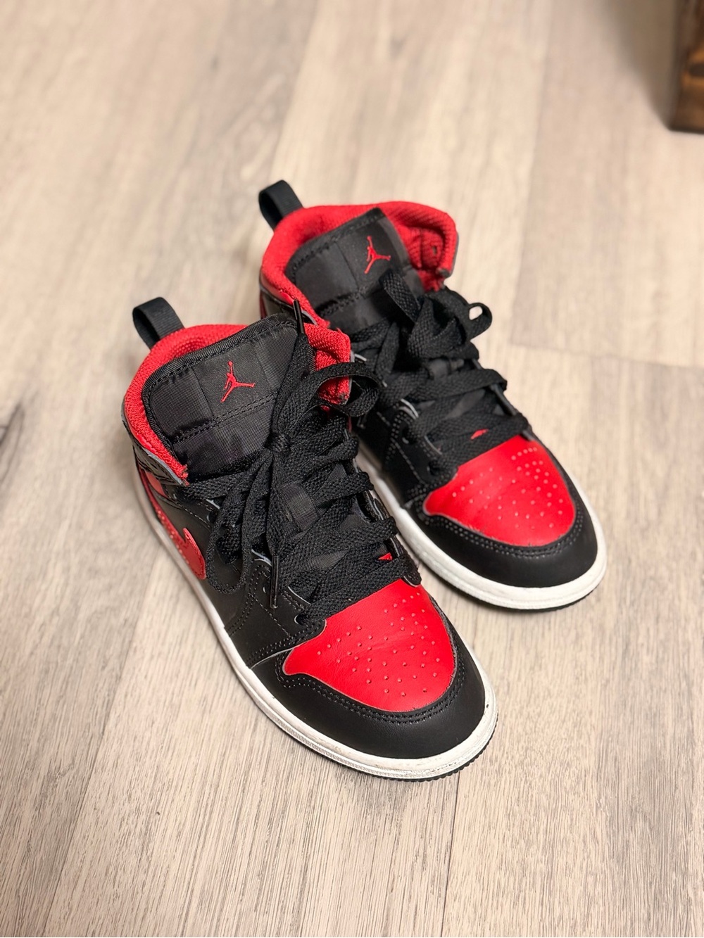 Jordan Kids Black and Red High-Top Sneakers